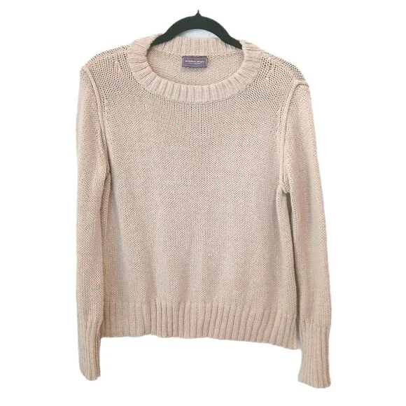 Wooden Ships Shaker Knit Sweater Womens Size XS/S Beige Crewneck Cozy Cotton Bld - Picture 1 of 11